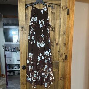 Cato Brown Floral High Low Dress